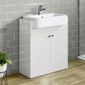 New & Boxed 660mm Harper Gloss White Sink Vanity Unit - Floor Standing. RRP £749.99.Comes Com...