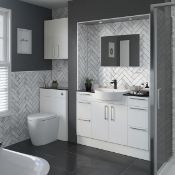 NEW (Q155) Alba Gloss White Slim Vanity Unit 600mm. RRP £445.00. Finished in Gloss White Deli...