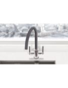NEW (Q139) Prima BPR702 Kitchen Tap Twin Lever Grey/Brushed. RRP £235.00. An elegant & contemp...