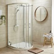 NEW (PC129) Twyfords 770mm Hydro D Shape White Shower tray.Low profile ultra slim design Gel co...