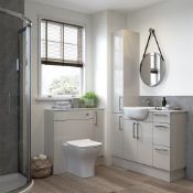 NEW (Q106) Alba 500mm 2 Door Full Depth Base Unit - Light Grey Gloss. Soft close fittings D...