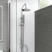 New & Boxed Modern Chrome Riser Rail Mixer Round Shower Head Kit For Bath Tap. Sp5105.Chrome Ef...