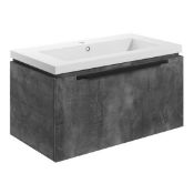 New (T60) Framework 800mm Wall Hung Vanity Unit Inc Basin - Grey Metal. RRP £499.99. Soft Clos...