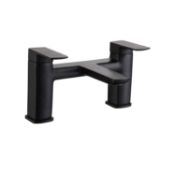 New (T184) Deck Mounted Matt Black Bath Filler Tap Dual Lever Square Bathroom Faucet. The Innov...