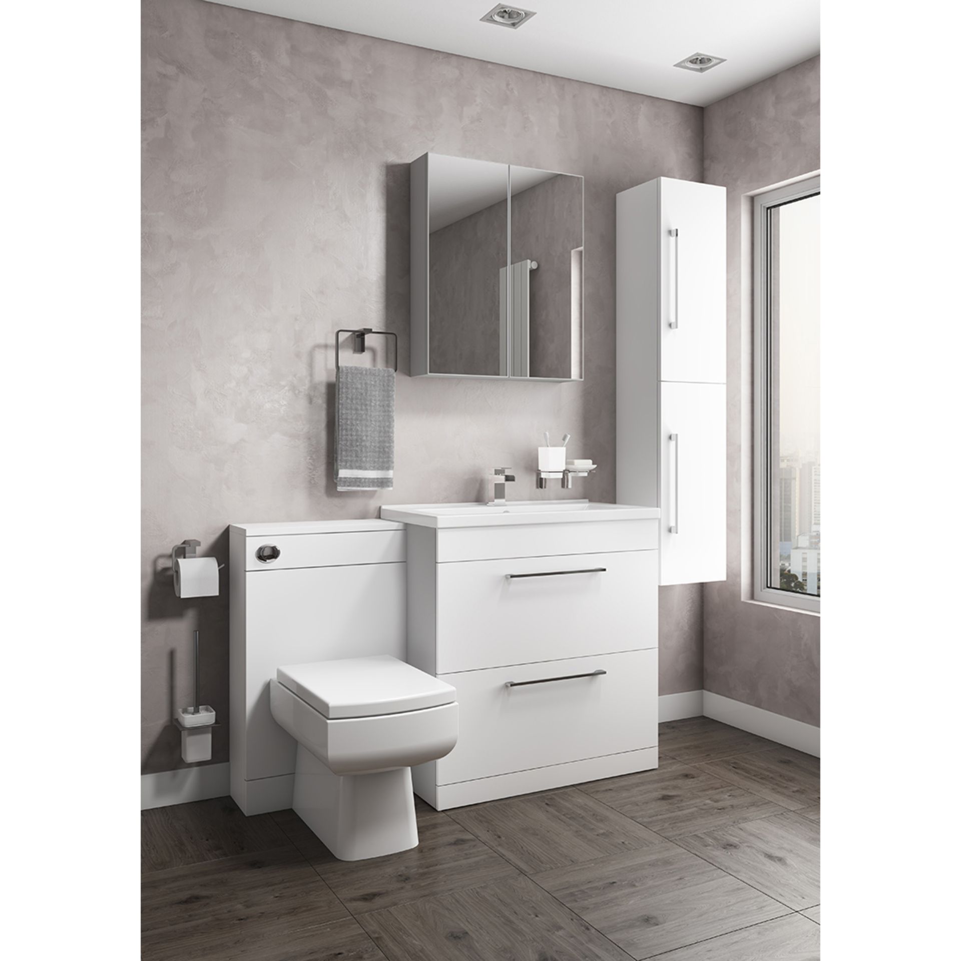 New (T140) Belle And Fresco Gloss White 600mm 2 Door Mirror Cabinet. RRP £277.55.