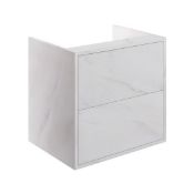New (T108) Perla 600mm 2 Drawer Wall Hung Vanity Unit (No Top) - Marble. Push To Open Drawers ...