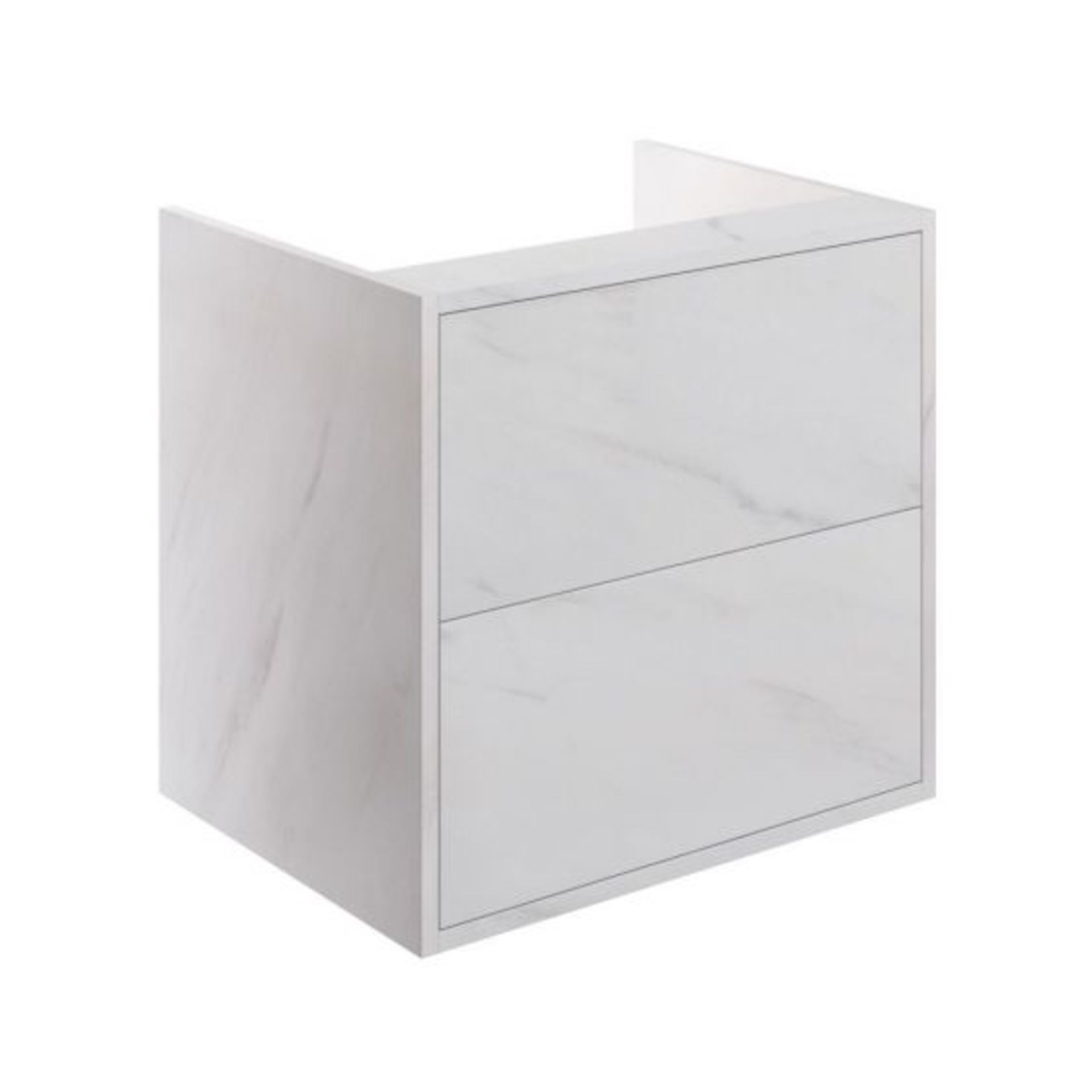 New (T108) Perla 600mm 2 Drawer Wall Hung Vanity Unit (No Top) - Marble. Push To Open Drawers ...