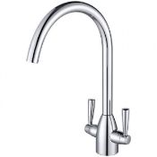 New (T179) Signature Chelsea Dual Lever Kitchen Sink Mixer Tap - Chrome. RRP £90.99. Aerator F...