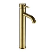 New (T88) Brushed Brass Pesca Tall Mono Basin Tap.