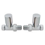 New (T48) Brenton Chrome Round Straight Radiator Valves. Pair Of Straight Valve And Lockshield...