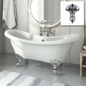 New (T1) 1750x700mm Cambridge Traditional Roll Top Double Slipper Bath - Ball Feet. RRP £1,49...