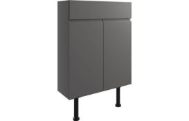 New (T150) Valesso 600mm Slim Vanity Unit - Onyx Grey Gloss. RRP £372.99. Durable 18mm Cabinet...