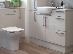 NEW (G153) Alba Light Grey Gloss 600mm Vanity Unit. RRP £455.00. Comes complete with basin. D...