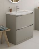 New (T149) Carino 600mm 2 Drawer Pebble Grey Floor Standing Vanity Unit. RRP £436.99.Designer,...