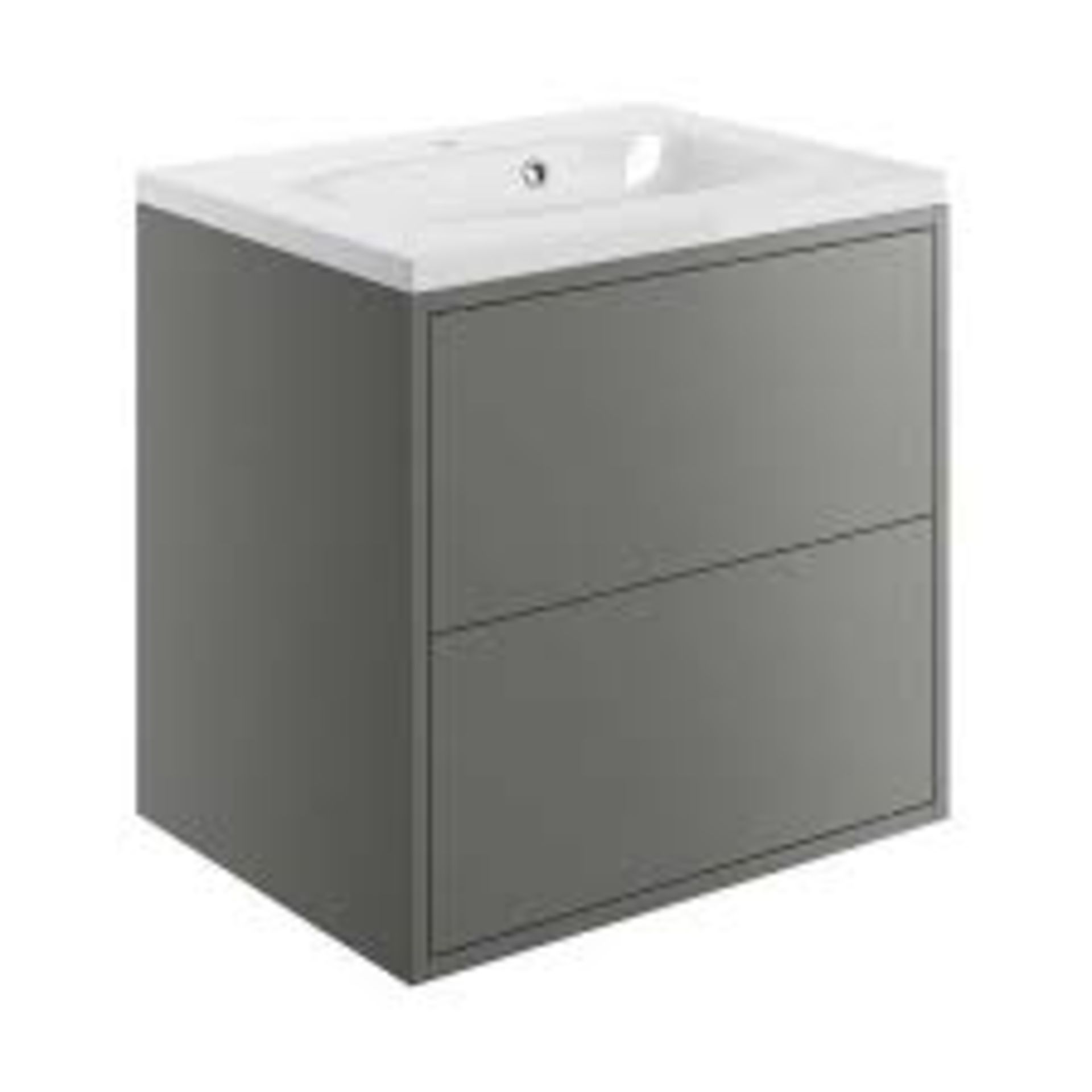 New (T106) Perla 600mm 2 Drawer Wall Hung Vanity Unit Matt Grey. RRP £317.88. The Beautiful S... - Image 2 of 2