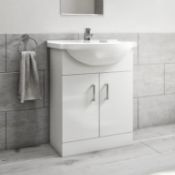 New (T62) Vista 650mm Cabinet With Basin White Gloss. RRP £394.99. The Vista 650mm Cabinet Is ...