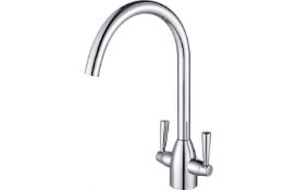 New (T89) Prima Chelsea Dual Lever Mixer Kitchen Tap Chrome. Minimum Pressure: 0.2 Bar 360 S...