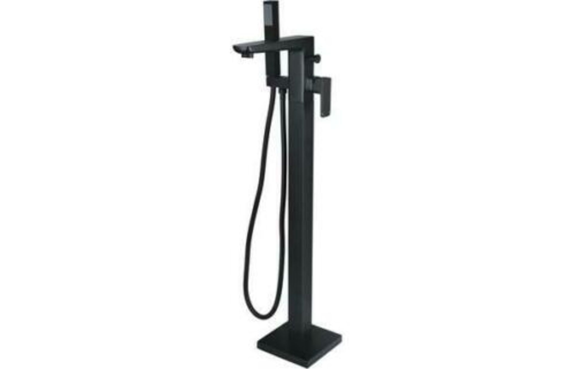 New (U8) Black Canim Freestanding Bath Mixer Tap & Handheld Shower Head. Constructed From Soli... - Image 3 of 3