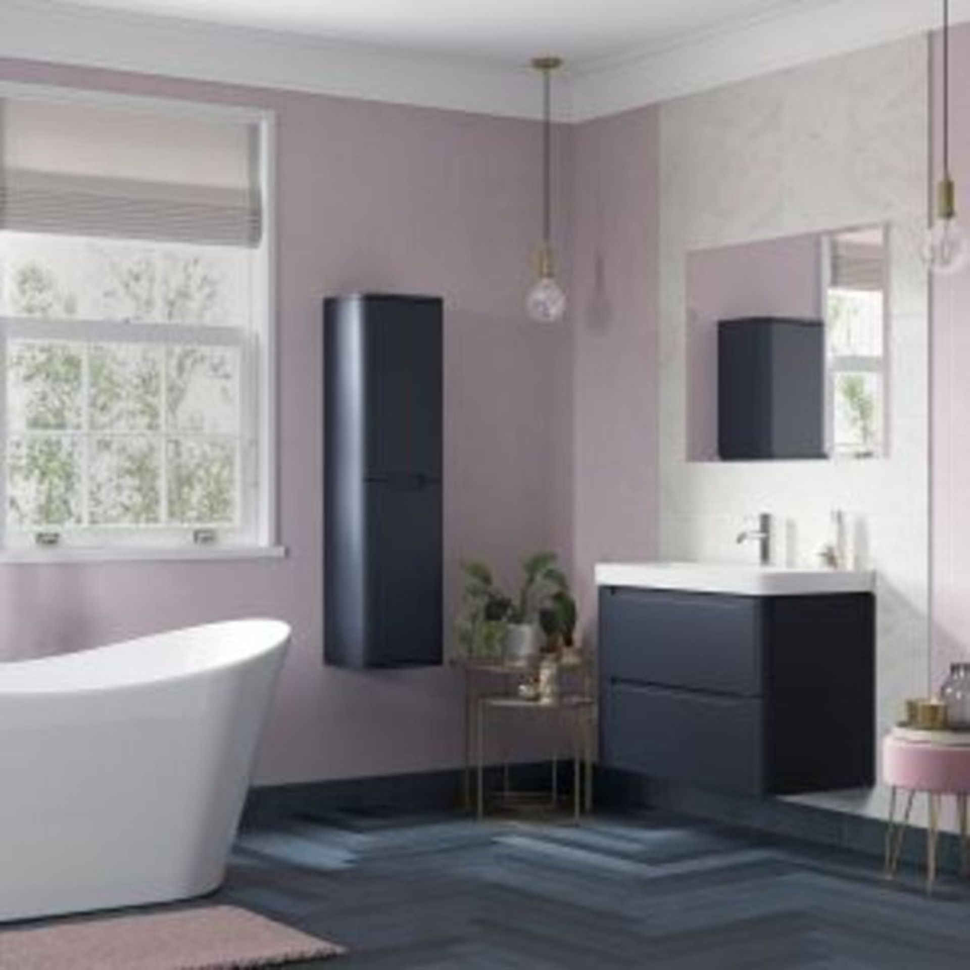 New (U3) Lambra 600mm 2 Drawer Wall Hung Vanity Unit - Matt Indigo. Rrp £479.99.Comes Complet... - Image 3 of 3