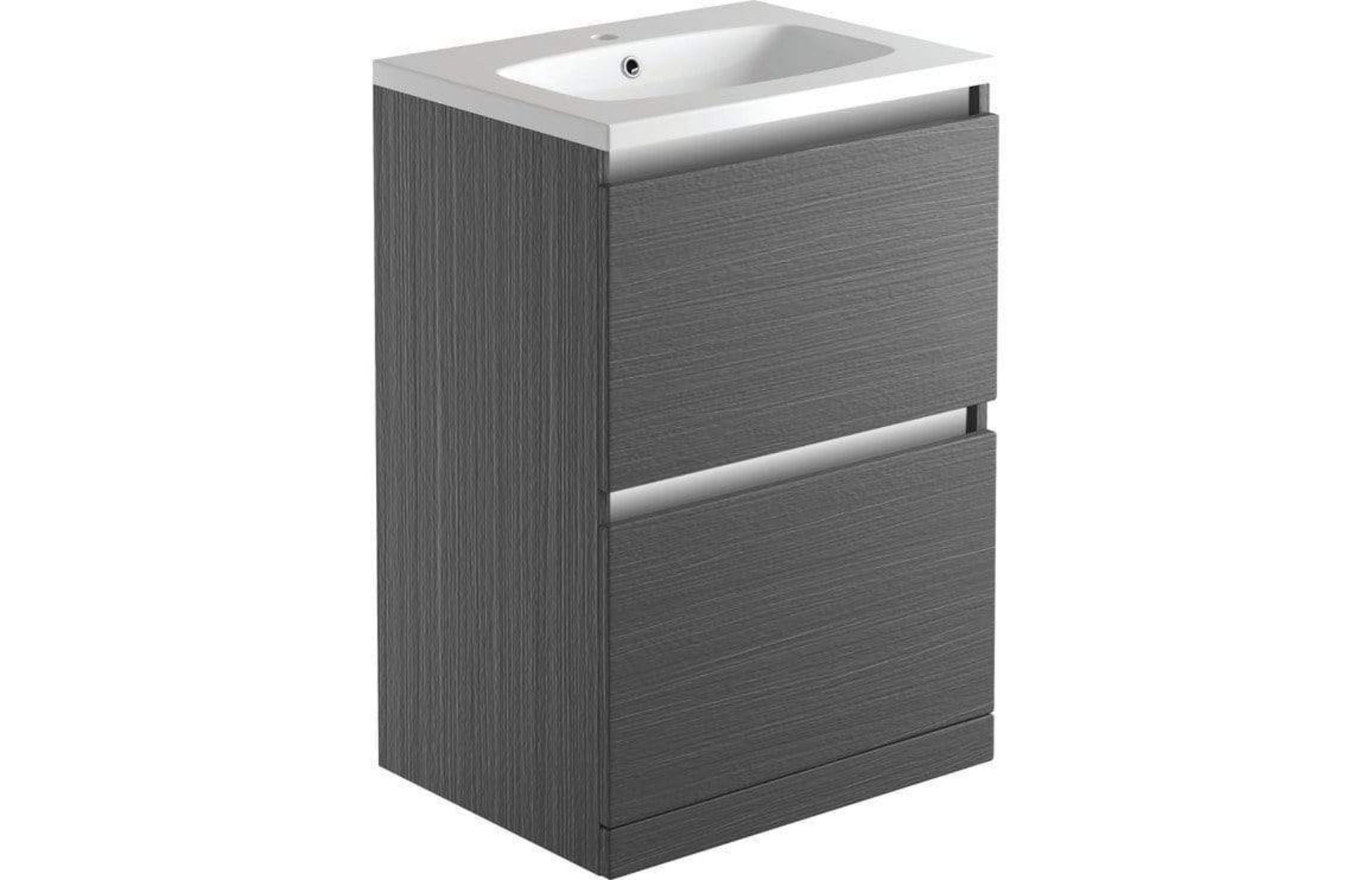 NEW (G108) Carino 600mm 2 Drawer Floor Standing Vanity Unit Inc. Basin - Graphitewood. RRP £44... - Image 2 of 2