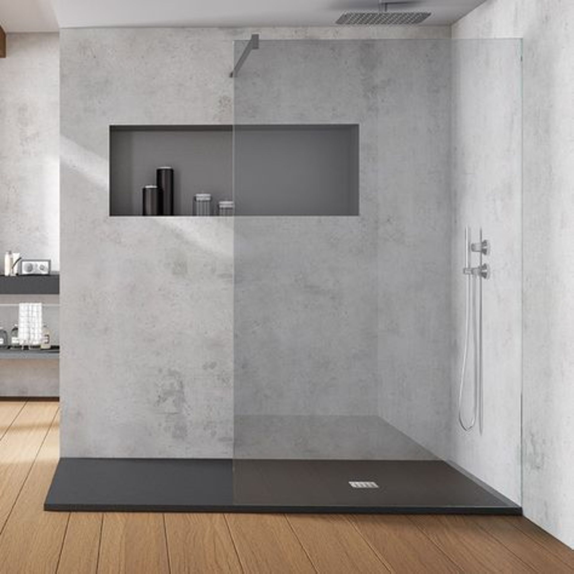 New (W45) 1600x900mm Rectangular Slate Effect Shower Tray In Grey. Manufactured In The Uk From... - Image 2 of 2