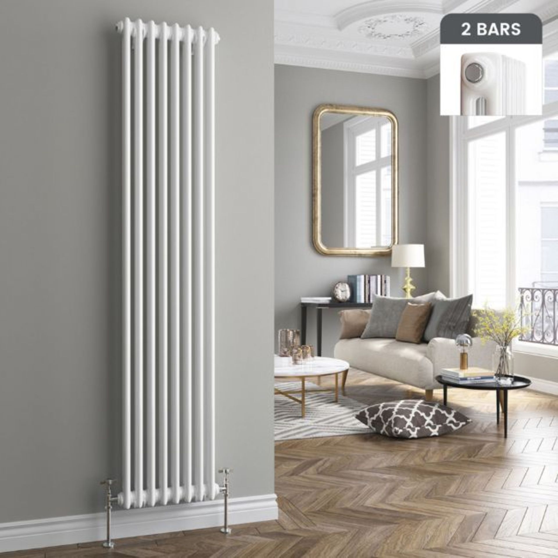 New (W11) 2000x306mm White Double Panel Vertical Colosseum Traditional Radiator.RRP £408.99.Ma...