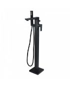 New (W9) Matte Black Square Freestanding Bath Shower Mixer Tap. RRP £569.99. Exceptional Build...