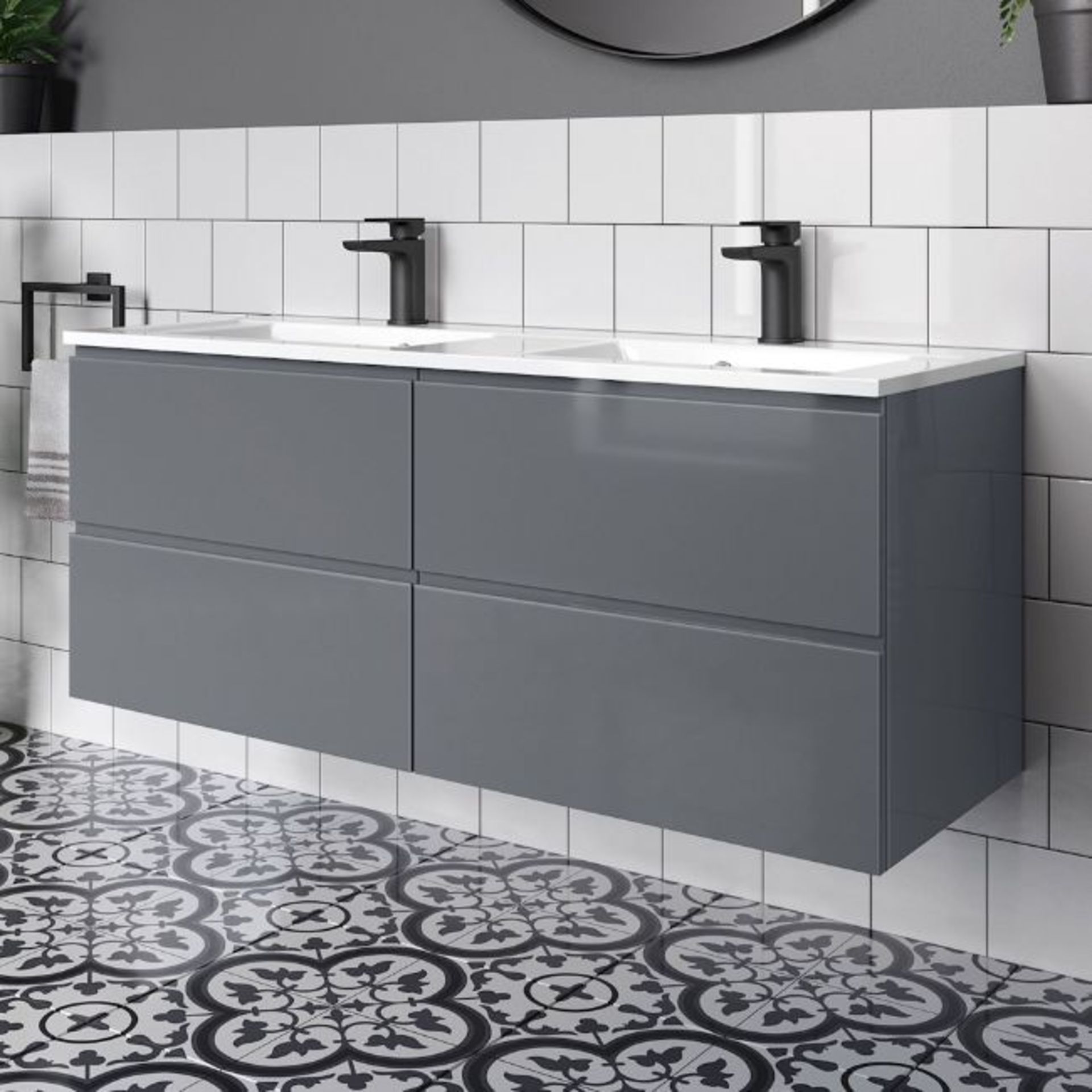 New 1200mm Trevia Grey Gloss Built In Vanity Unit. Comes Complete With Basin. Contemporary Wall... - Image 3 of 3