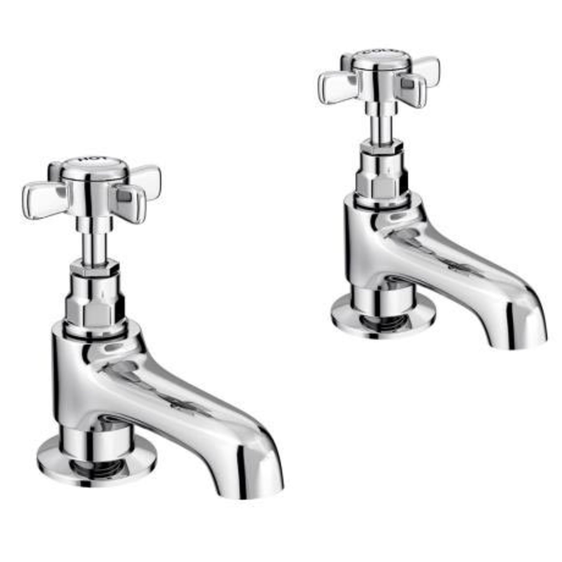 New (W47) Traditional Bath Taps. Frame Glass With Polished Chrome Finish