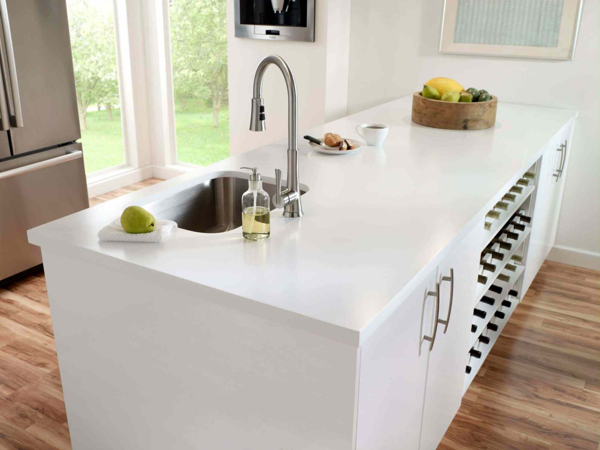 New (U155) White Solid Surface Worktop 1264x350x25mm