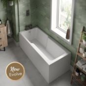New (Y97) Evolve Single Ended Straight Shower Bath 1700 x 750mm. RRP £374.99. Bath Design Sin...