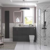 New (Y62) Valesso 600mm Vanity Unit 2 Door Onyx Grey. RRP £495.00. Durable 18mm Cabinet, Sides...