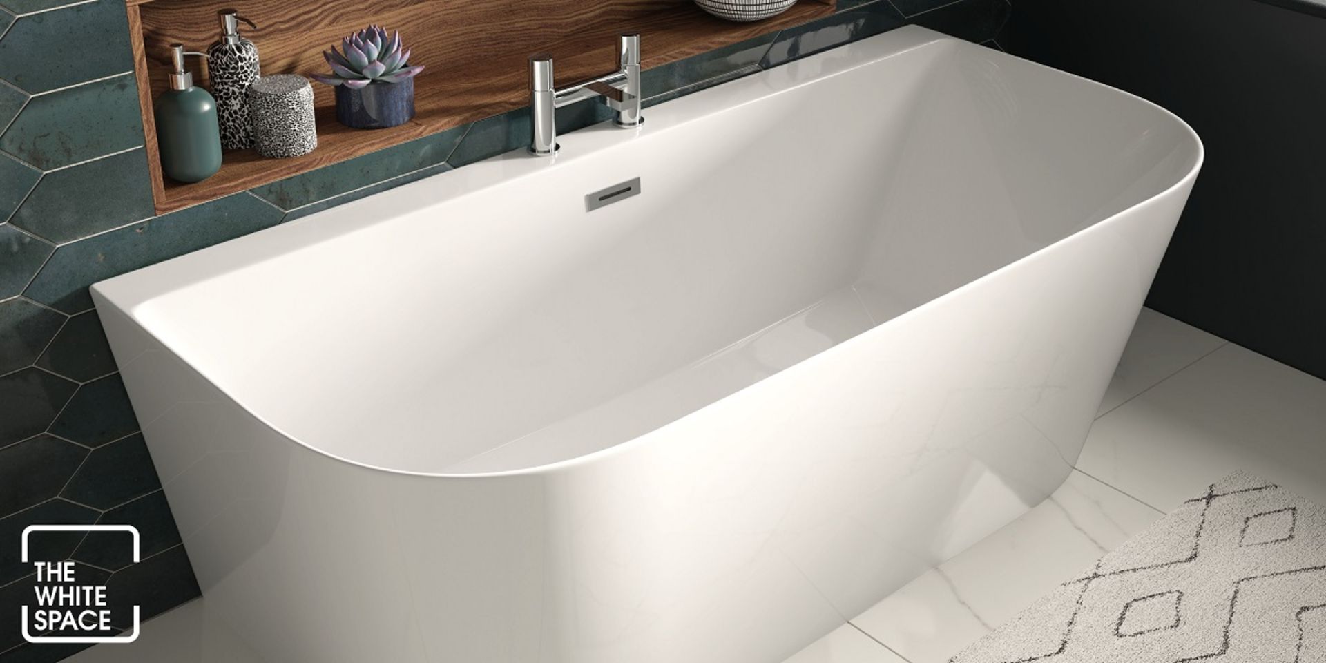 New (Y4) 1500x750mm Modern Freestanding D Shape Bath. RRP £1,401.99. White Acrylic Finish Sup...