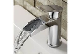 New & Boxed Avis Waterfall Basin Mixer Tap. Tb151. Chrome Plated Solid Brass Mirror Finish Late...