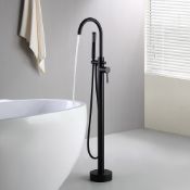 New Matte Black Gladstone Freestanding Thermostatic Bath Mixer Tap With Hand Held Shower Head. ...