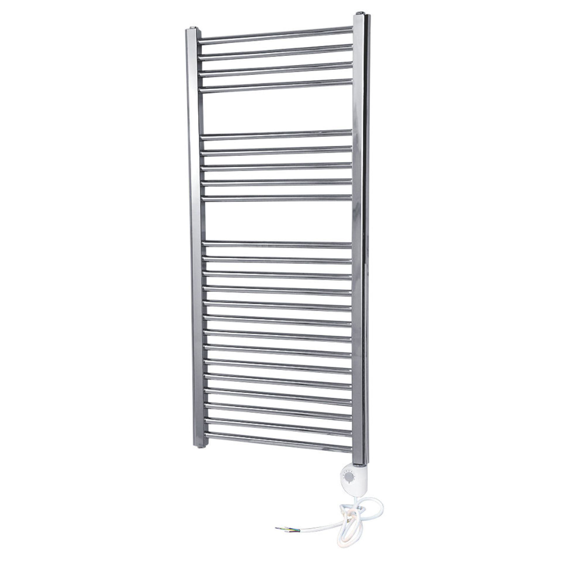 New (S166) Flomasta Flat Thermostatic Towel Radiator 1100 x 500mm Chrome 853BTU. RRP £127.99. ...