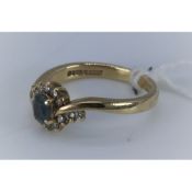 9Ct Yellow Gold Diamond & Topaz Swirl Ring