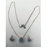 Swarowski Blue Crystal Necklace & Earrings