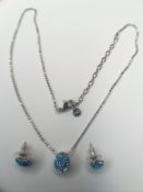 Swarowski Blue Crystal Necklace & Earrings