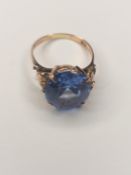 14Ct Yellow Gold Oval Blue Topaz Ring