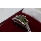 Pretty Silver 3 Stone Peridot Ring