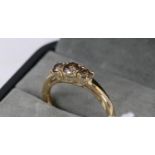 9Ct Gold 3 Stone 'Champagne' Diamond Ring