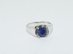 Large Silver & Sapphire Ring