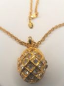 Vintage Joan Rivers Crystal Egg Necklace & Bee Pendant