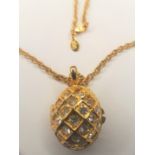 Vintage Joan Rivers Crystal Egg Necklace & Bee Pendant