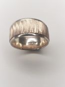 Maz Male Silver Textured Wedding Band