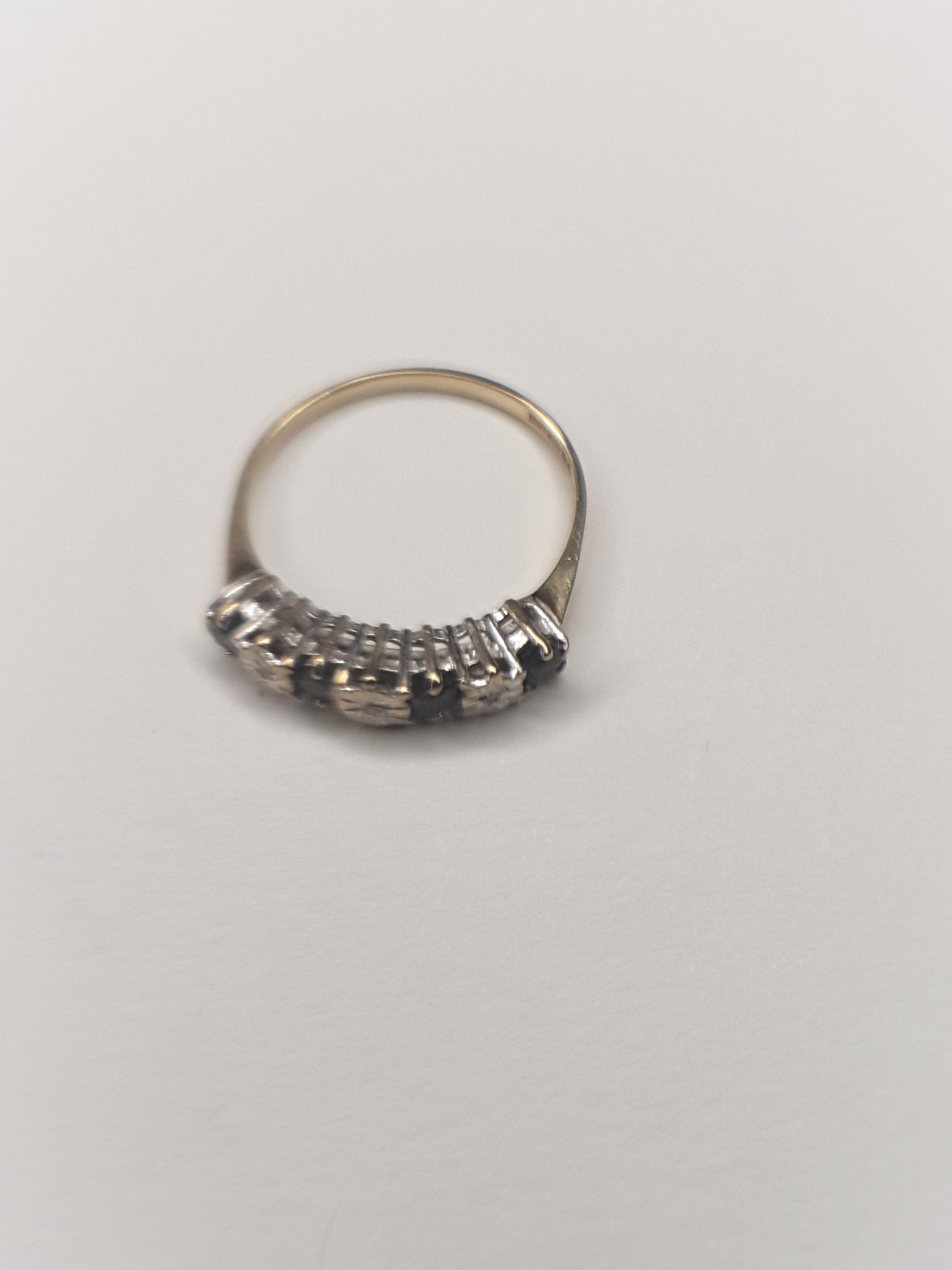 9Ct Gold 7 Stone Diamond & Sapphire Half Hoop Ring - Image 3 of 6