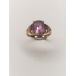 9Ct Gold Oval Amethyst Ring
