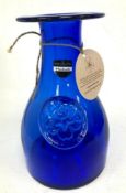 Award Winning Dartington Cobalt Flower Bottle Glass Vase