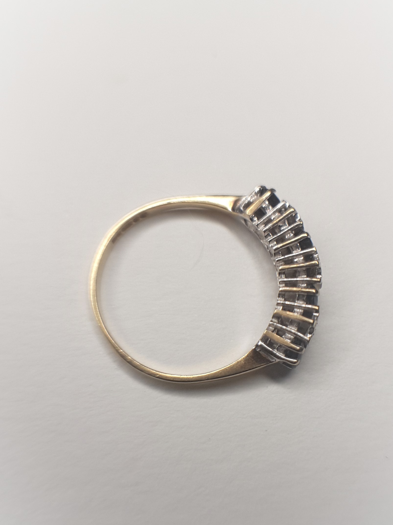 9Ct Gold 7 Stone Diamond & Sapphire Half Hoop Ring - Image 5 of 6